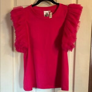 QUEEN OF SPARKLES pink Short Sleeve Top NWT Lg